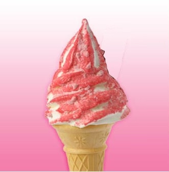 Soft serve ice cream with sherbet topping