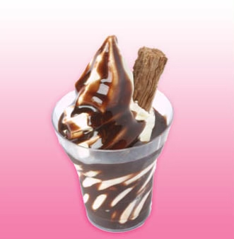 Vanilla soft serve topped with a flake