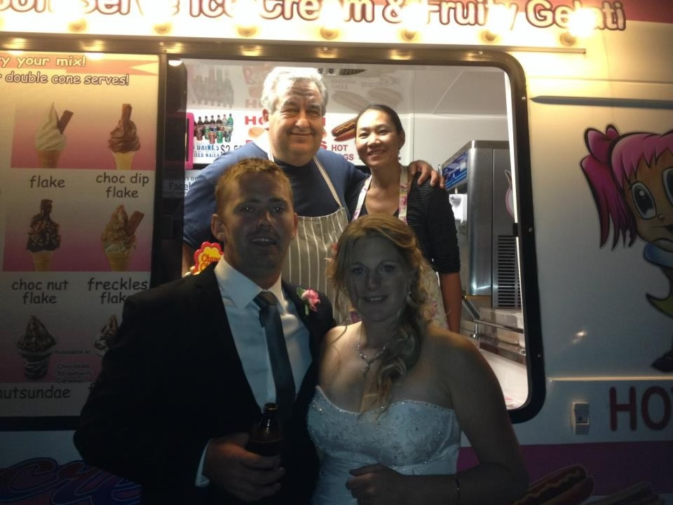 Wedding guests enjoying ice cream