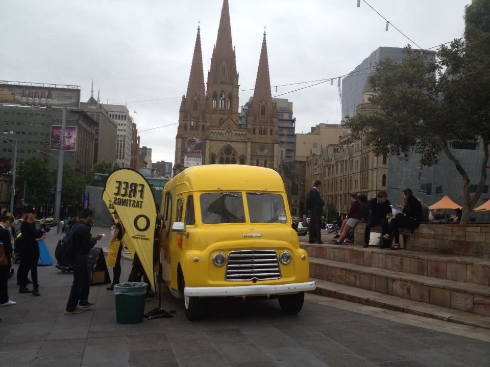 Mobile branded van at a city activation